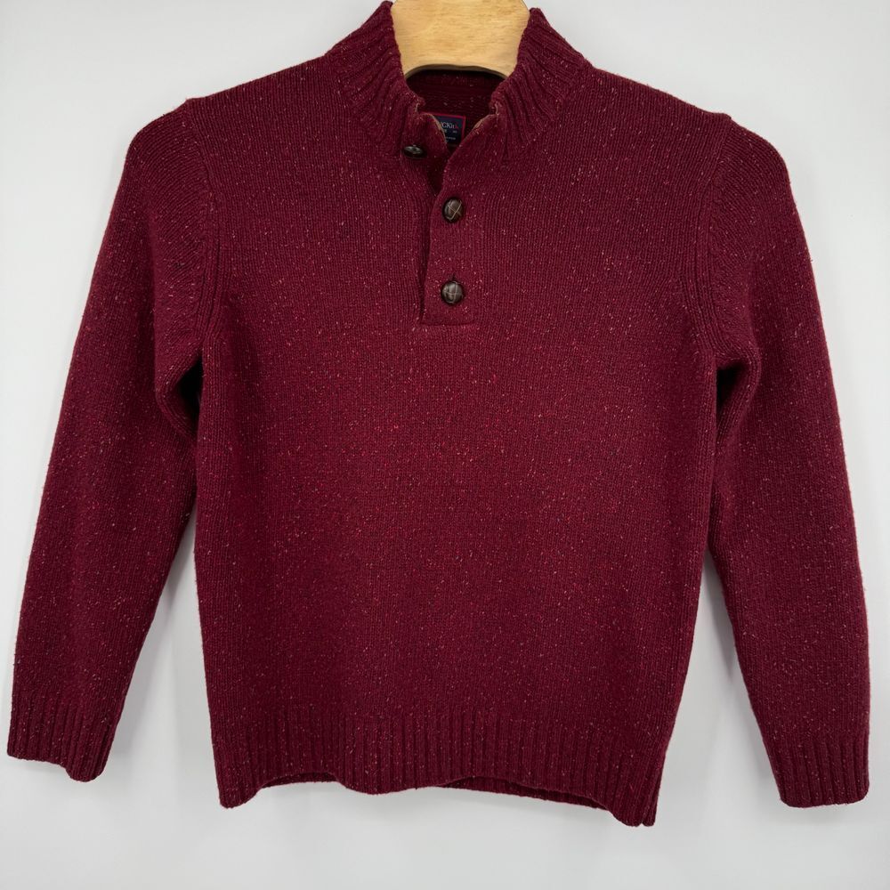 Untuckit Vangone Sweater Mens‎ Large Speckled Cranberry Lambswool Henley Style - Picture 2 of 7